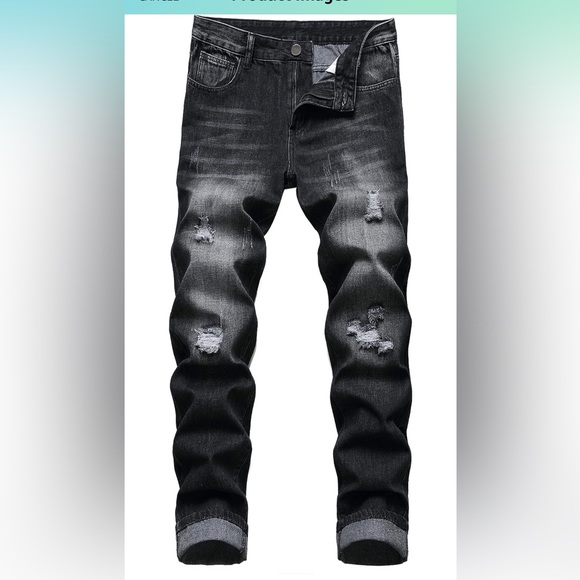 AMABCDET Men’s Ripped Jeans Relaxed Fit Distressed Destroyed straight Leg; Sz 40 - Picture 2 of 13